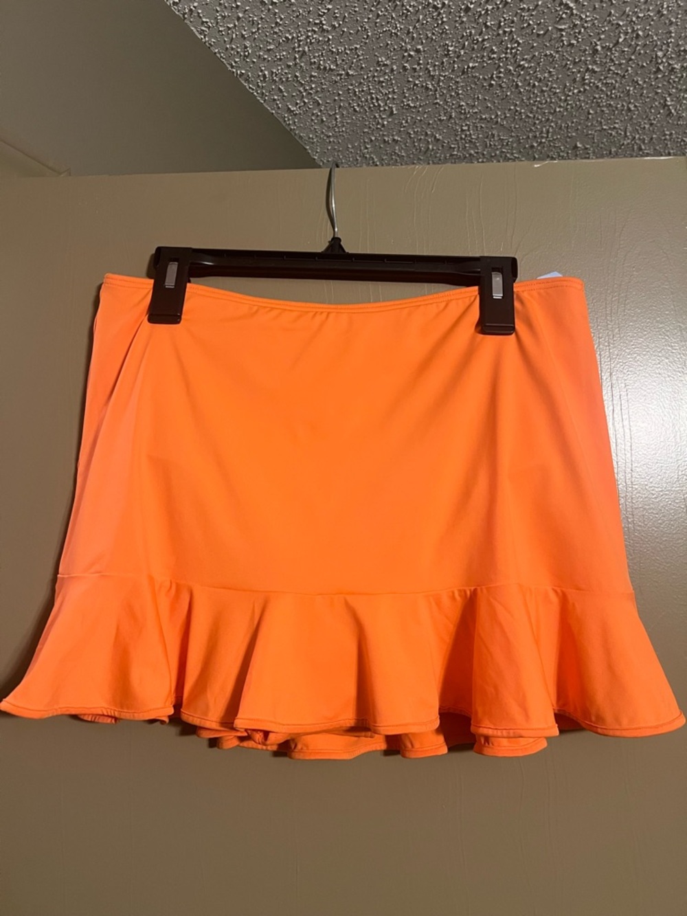 Lands' End Bright Orange Ruffle Hem Skater Skirt